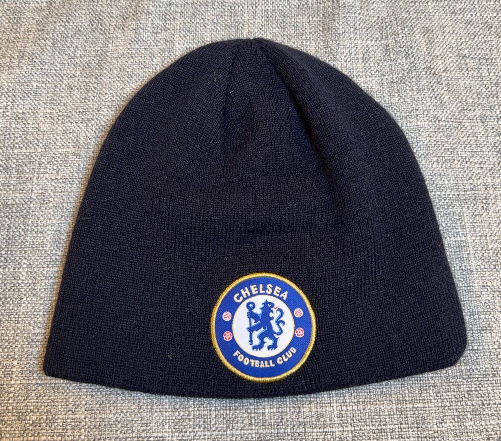 Chelsea FC Beanie Hat Navy Blue Embroidered Crest Official Licensed Soccer EPL